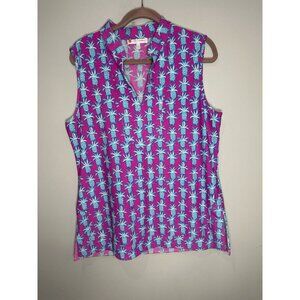 JUDE CONNALLY Sleeveless Keira V-Neck Tunic Top Size XL Purple Pineapple